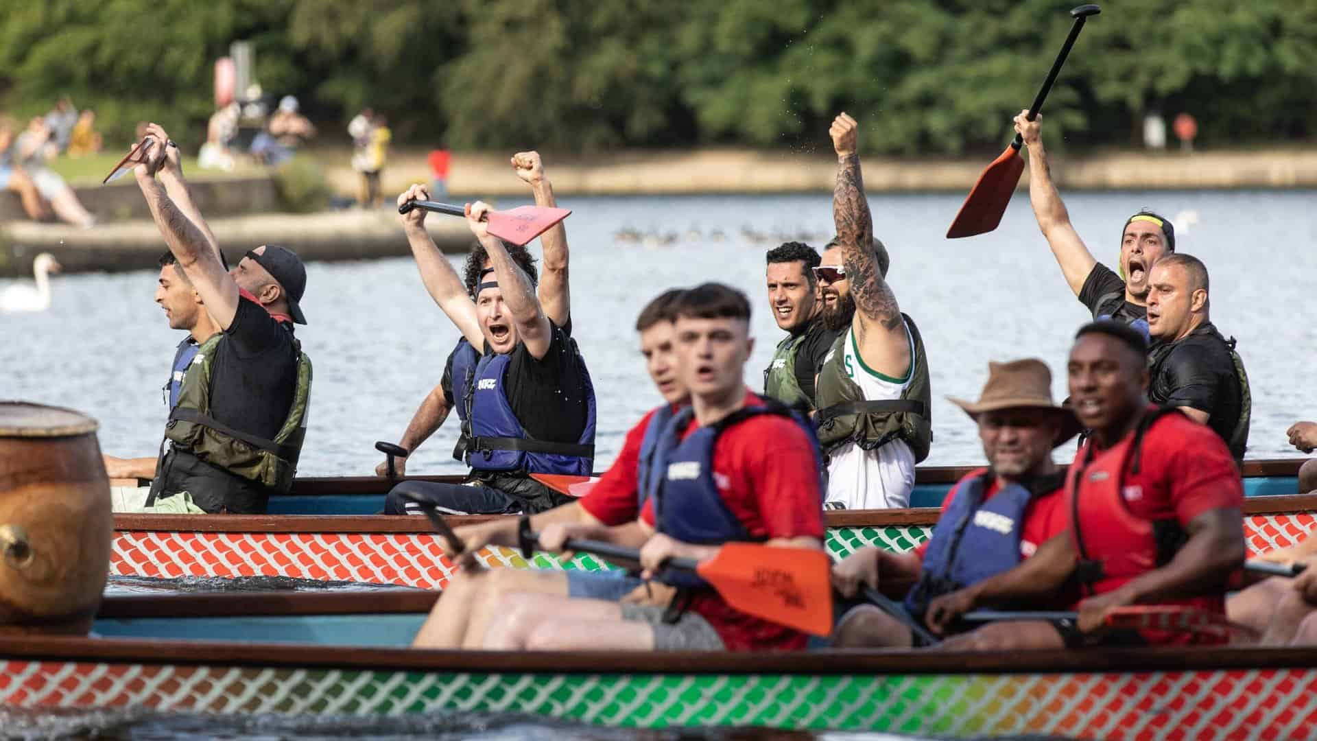 Team's on the water taking part in Dragon Boat Race