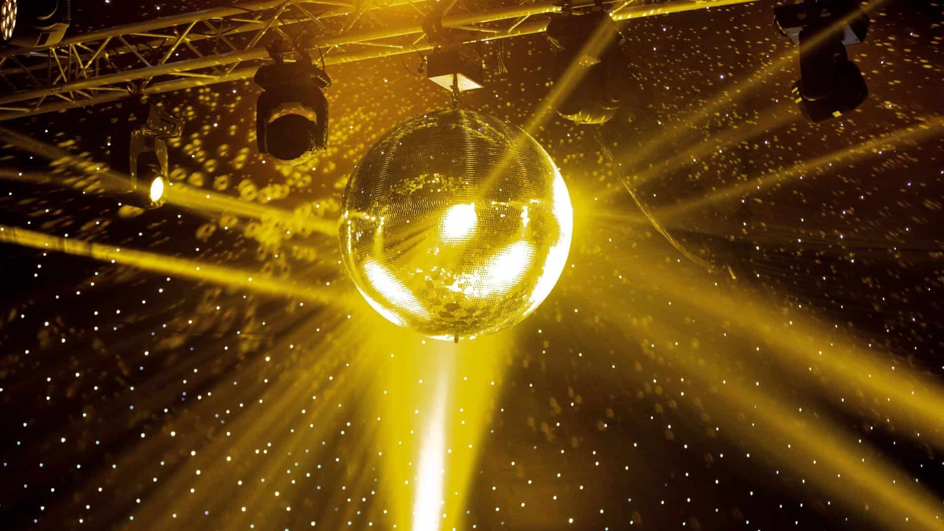 Disco ball shining in lights