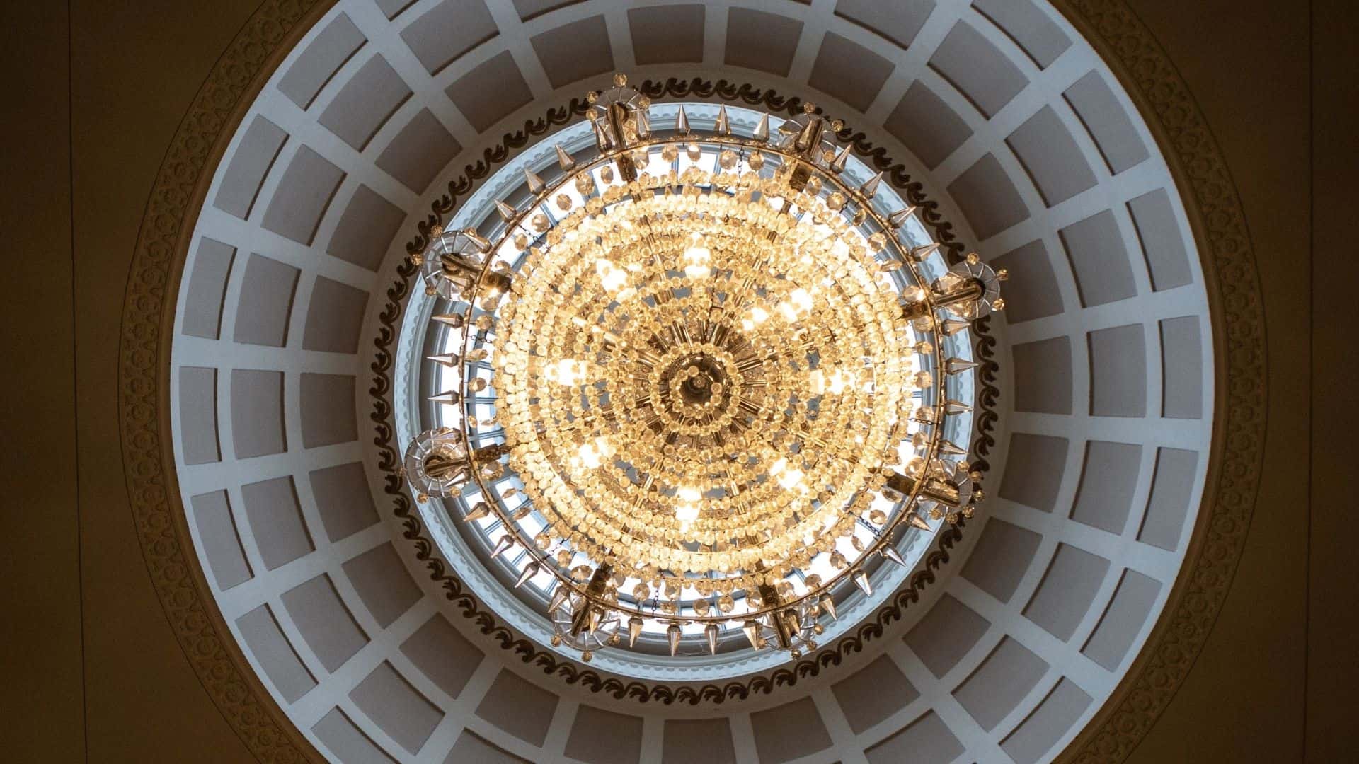 View from underneath chandelier