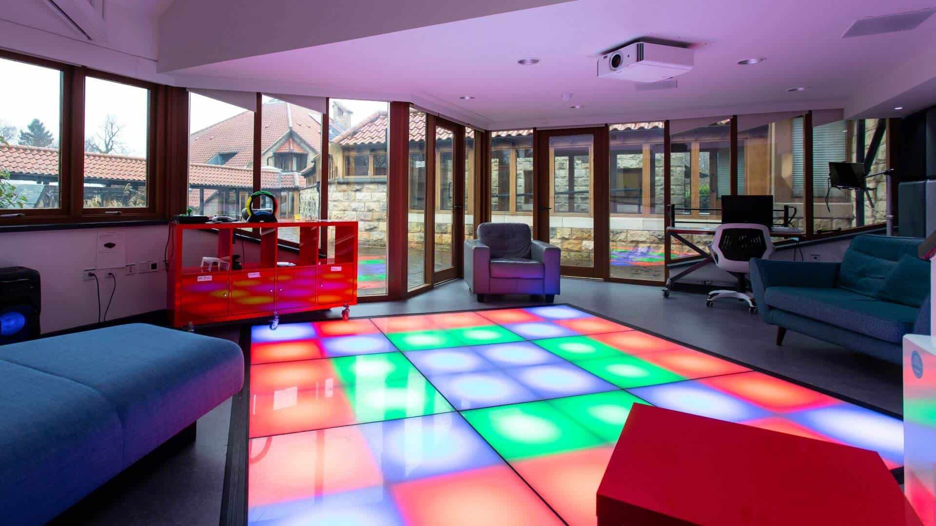 Room with light up dance floor