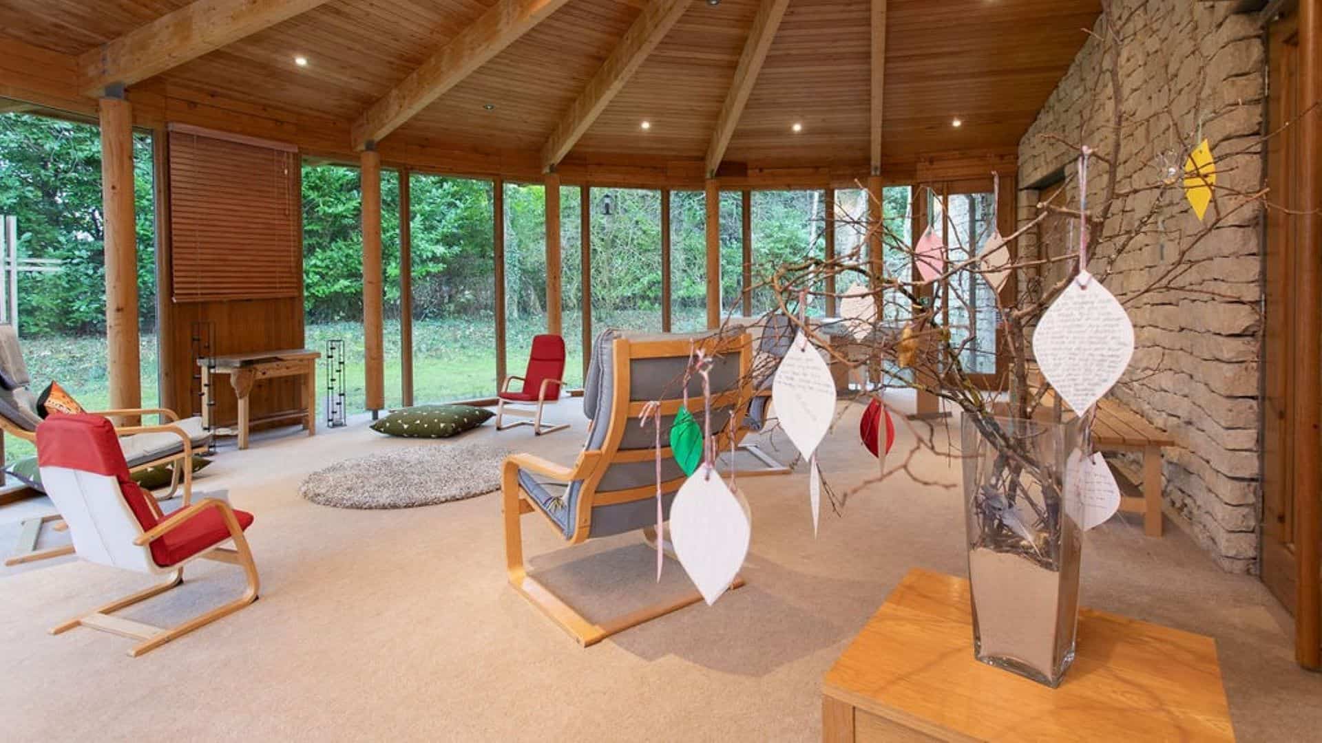 Interior of champlain with chairs and decorations