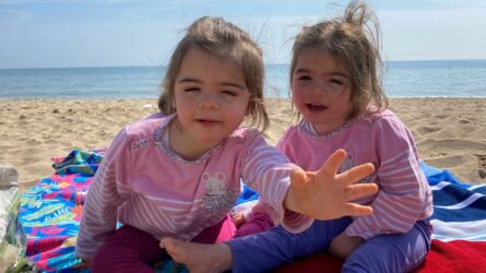 Ruby and Sophia on the beach