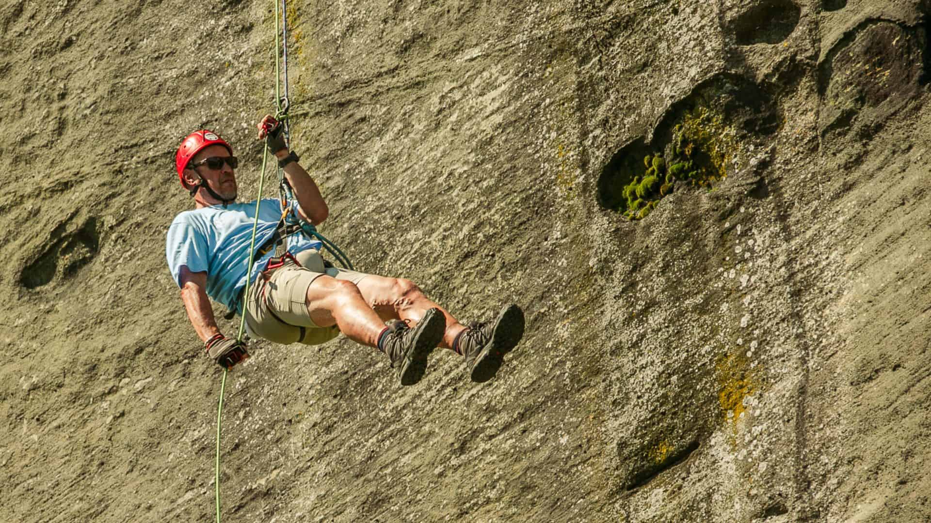 Man abseiling.