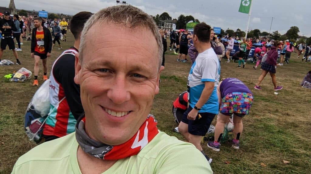 Ian smiling at 2022 London Marathon.